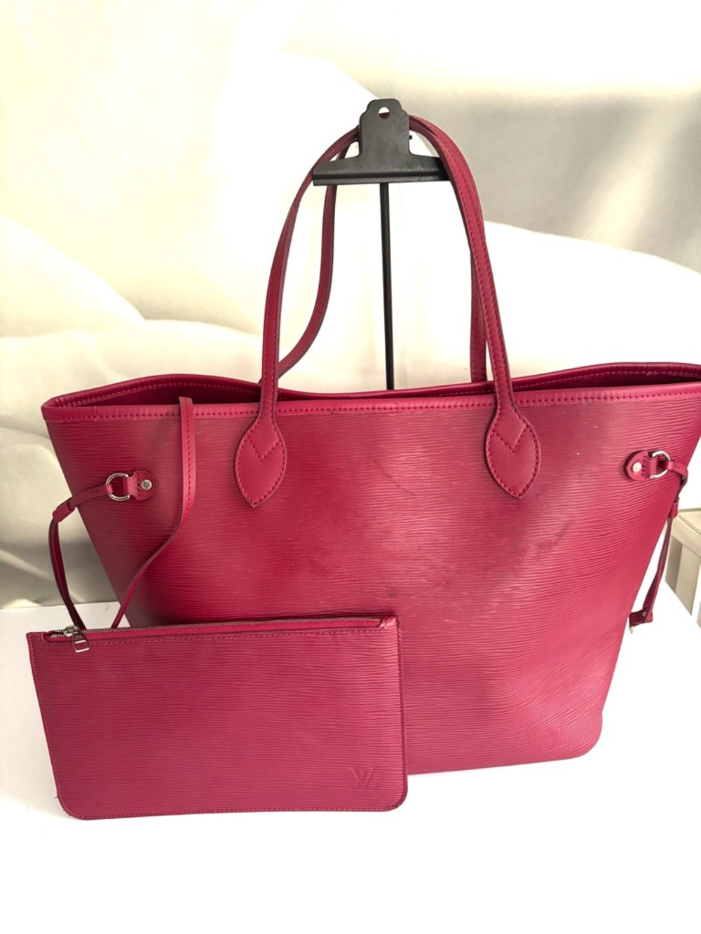 Authentic Louis Vuitton Neverfull MM  / pochette in Fuchsia - Picture 2 of 16